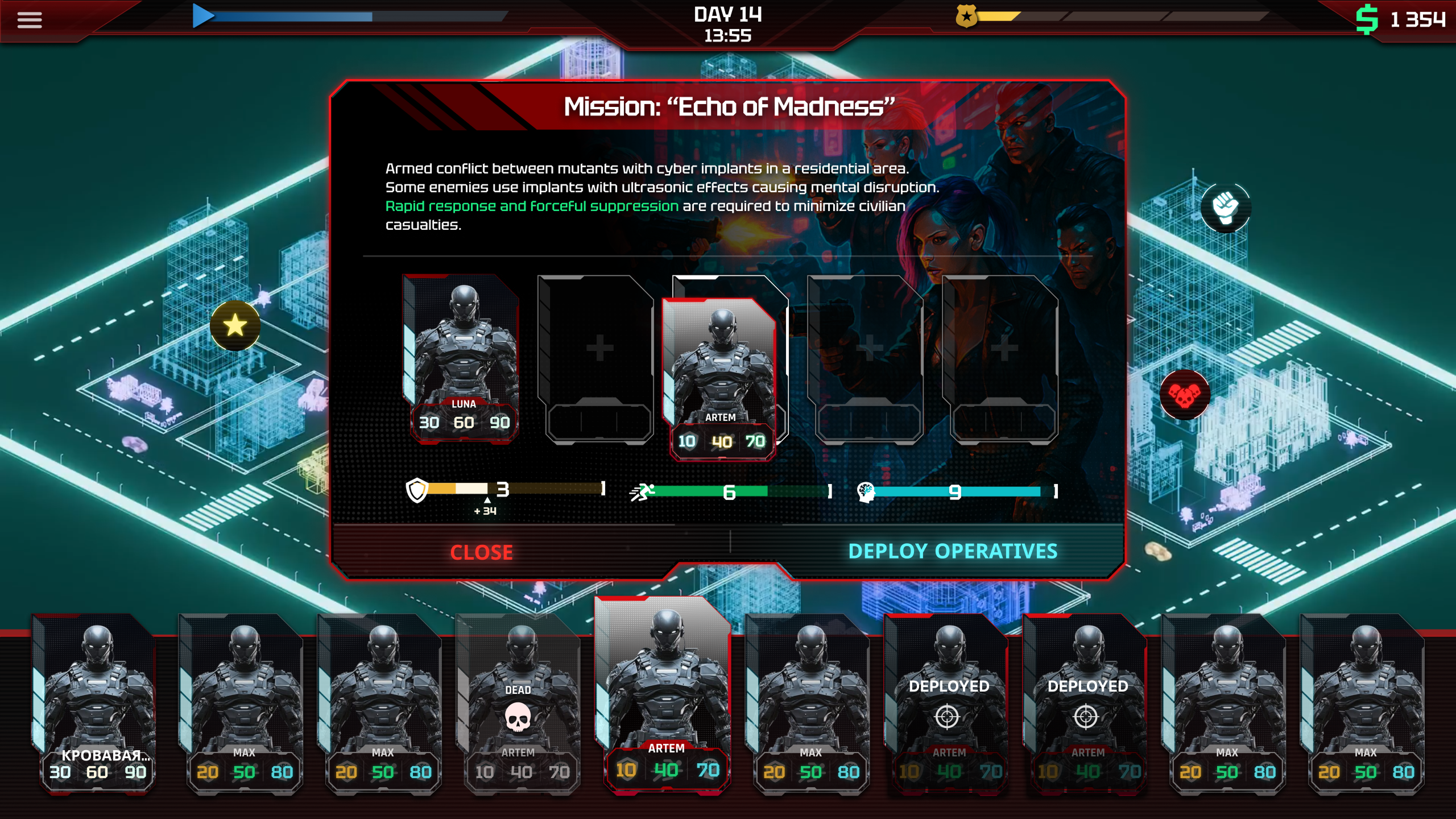 Tactical mission UI - screen 1